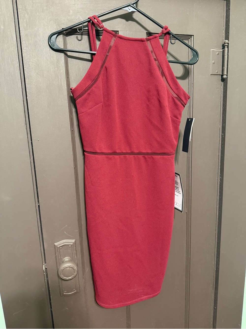 Macy's Red Sleeveless Midi Dress with Halter Neck